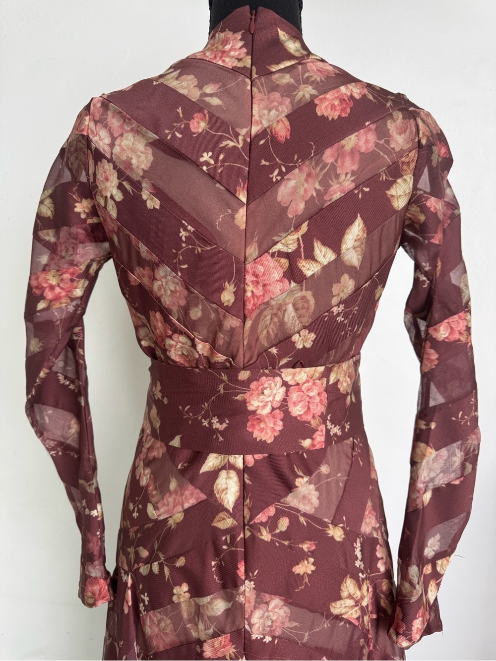 Zimmermann X Barneys New York, Burgundy Floral Long-Sleeve V-Neck Maxi Dress - Picture 9 of 15